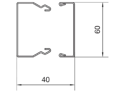 Dimensional drawing Tehalit LFS 40060 verz Wireway 40x60mm