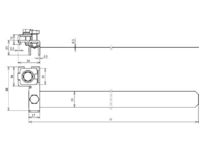Dimensional drawing 1 Dehn 540 103 Earthing pipe clamp 26 9   88 9mm
