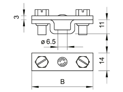 Dimensional drawing 1 OBO 831 40 Holder for lightning protection
