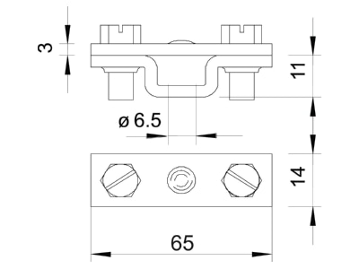 Dimensional drawing 2 OBO 831 40 Holder for lightning protection
