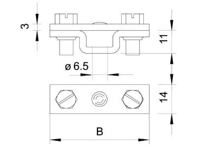 Dimensional drawing 3 OBO 831 40 Holder for lightning protection