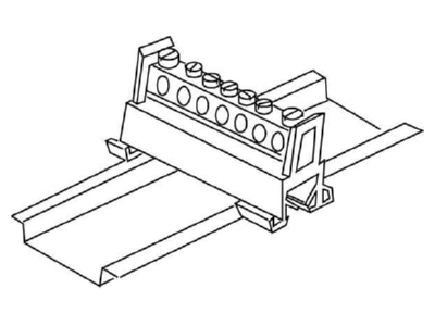 Line drawing Kleinhuis 651N 7 Power distribution block  rail mount 
