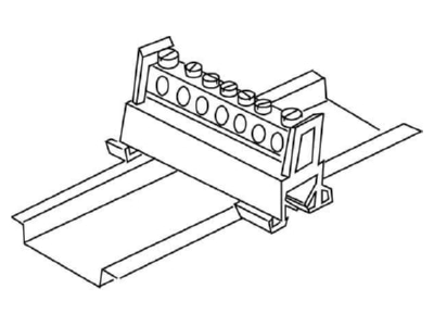 Line drawing Kleinhuis 651S 7 Power distribution block  rail mount 
