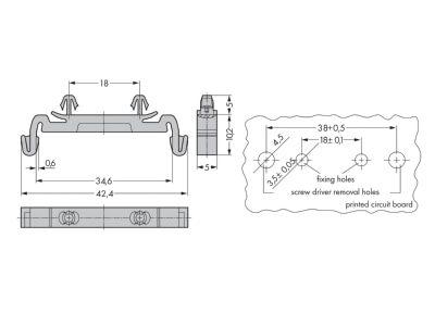 Dimensional drawing WAGO 209 188 Mounting base for terminal