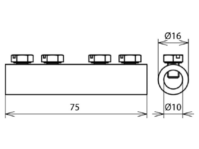 Dimensional drawing 1 Dehn 385 213 Sleeve connection lightning protection
