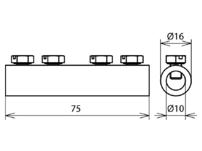 Dimensional drawing 2 Dehn 385 213 Sleeve connection lightning protection

