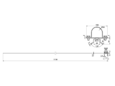 Dimensional drawing 1 Dehn 105 360 Mounting strap 50   300mm
