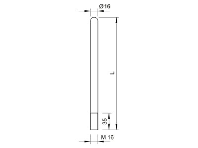 Dimensional drawing 2 OBO 101 ALU 1000 Interception rod with thread