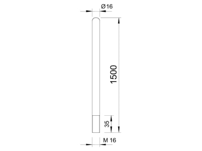 Dimensional drawing 3 OBO 101 ALU 1500 Interception rod with thread