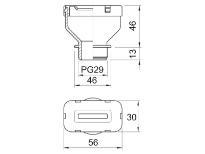 Dimensional drawing 3 OBO 106 FL 29 14 40 Cable gland   core connector