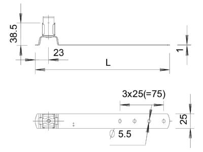 Ma�zeichnung 1 OBO 157 F VA 280 Dachleitungshalter