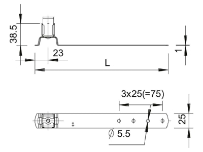 Ma�zeichnung 2 OBO 157 F VA 280 Dachleitungshalter