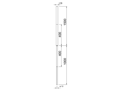 Dimensional drawing 3 OBO 204 KS 2500 Lead in earthing rod 16x2500mm