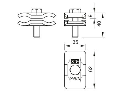 Ma�zeichnung 1 OBO 259 A FT Parallelklemme