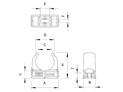 Dimensional drawing 1 OBO 2955 F M16 RW Tube clamp 15 5   16mm
