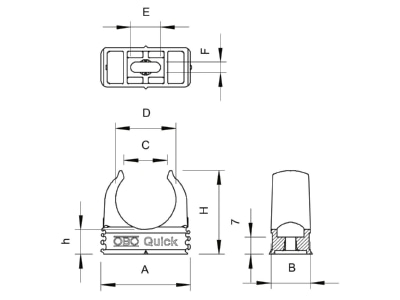 Dimensional drawing 3 OBO 2955 F M16 RW Tube clamp 15 5   16mm