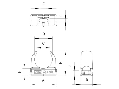Ma�zeichnung 2 OBO 2955 F M40 STGR Quick Schelle flammwidrig