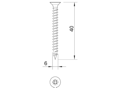 Ma�zeichnung 3 OBO 4759 6 0x40 Sprint Schraube Kreuzschl m Senkkopf