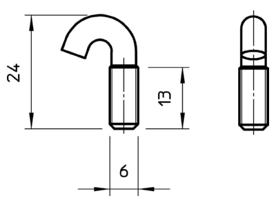 Ma�zeichnung 1 OBO HS M6x13 A2 Hakenschraube Gitterrinnenbef 