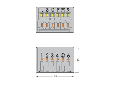 Dimensional drawing WAGO 730 116 Terminal strip 6 p 0 08   2 5mm 