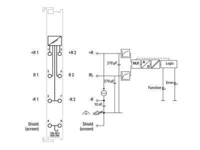 Circuit diagram WAGO 750 461 000 200 Fieldbus analogue module 2 In   0 Out