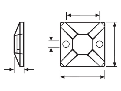Mazeichnung 4 Hellermann Tyton MB5A3 N66 BK C1 Klebesockel
