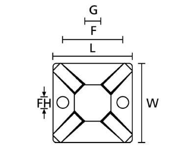 Mazeichnung 5 Hellermann Tyton MB5A3 N66 BK C1 Klebesockel