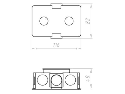Dimensional drawing Kaiser 1069 02 Flush mounted mounted box 110x71mm