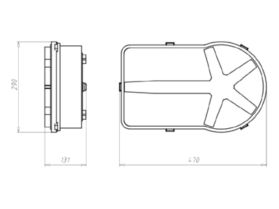 Dimensional drawing Kaiser 1292 00 Recessed installation box for luminaire