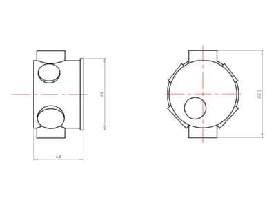 Dimensional drawing Kaiser 1055 04 Flush mounted mounted box D 60mm