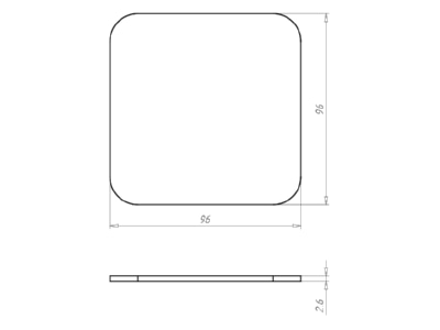 Dimensional drawing Kaiser 1094 13 Cover for flush mounted box square