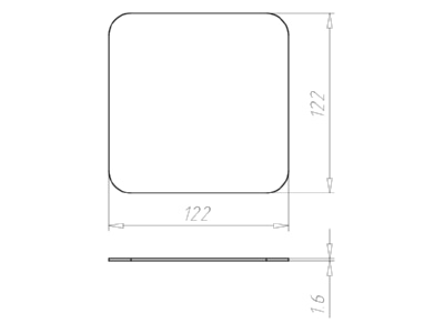 Dimensional drawing Kaiser 1095 93 Cover for flush mounted box square