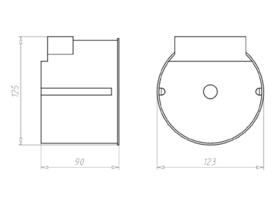 Dimensional drawing Kaiser 9300 02 Recessed installation box for luminaire