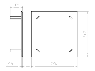 Mazeichnung Kaiser 9909 12 Abschluss Steckdeckel 130x130x3 5mm