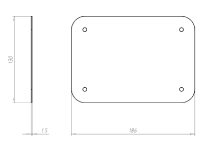 Dimensional drawing Kaiser 9911 03 Cover for flush mounted box rectangular