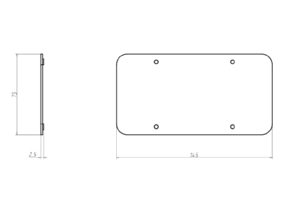 Dimensional drawing Kaiser 9062 90 Cover for flush mounted box rectangular