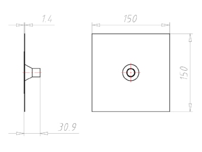 Dimensional drawing Kaiser 9059 48 Grommet 15   22mm