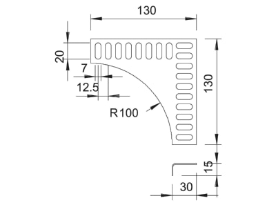 Ma�zeichnung 1 OBO MKR EV FT T Adapter fuer Kabelrinne Marinenorm