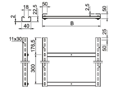 Ma�zeichnung 2 OBO SLM50C40F 60 FT Steigeleiter