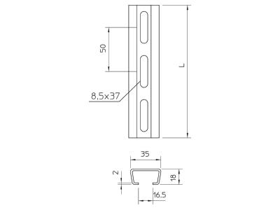 Ma�zeichnung 3 OBO AML3518P1000FT Profilschiene