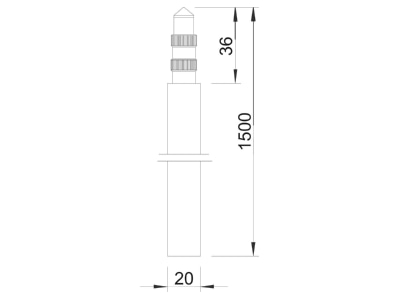 Dimensional drawing 1 OBO 219 20 ST FT 1 5m Earth rod 1500mm
