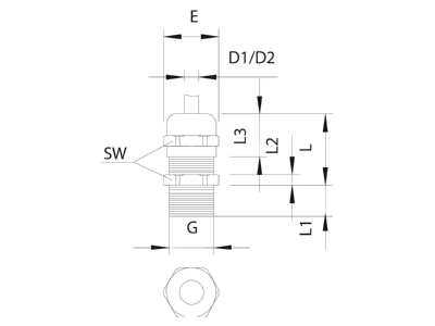 Ma�zeichnung 1 OBO V TEC L PG16 MS Kabelverschraubung