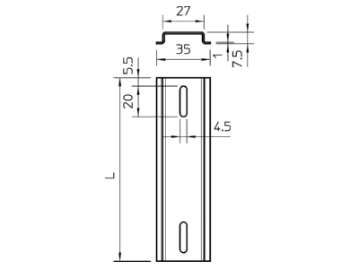 Mazeichnung 1 OBO 2069 T250 GTP Hutschiene