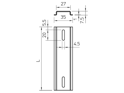 Mazeichnung 2 OBO 2069 T250 GTP Hutschiene