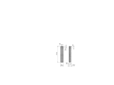 Dimensional drawing 1 OBO 80 CE WS EKL 5E Terminal strip 12 p 25mm  80 CE WS
