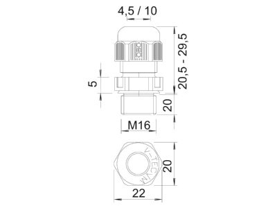Ma�zeichnung 2 OBO V TEC VM L16 SW Kabelverschraubung