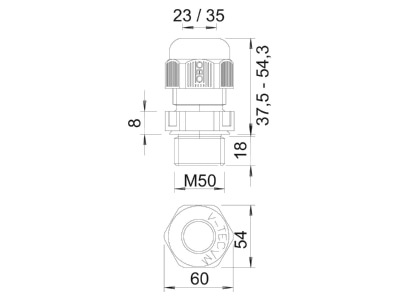Ma�zeichnung 3 OBO V TEC VM L50 SW Kabelverschraubung