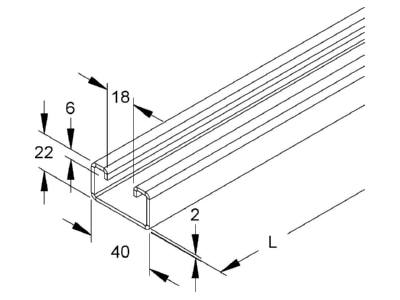 Mazeichnung Niedax 2986 2 BO Ankerschiene