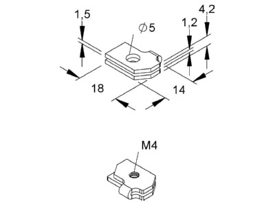 Mazeichnung Niedax GNL 204 Gleitmuttern