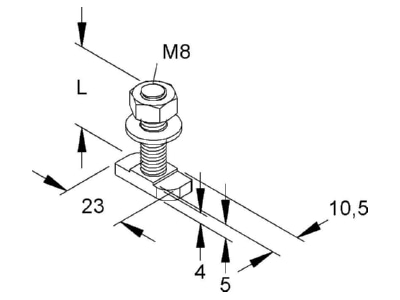 Ma�zeichnung Niedax HM 308 50 Hammerkopfschraube